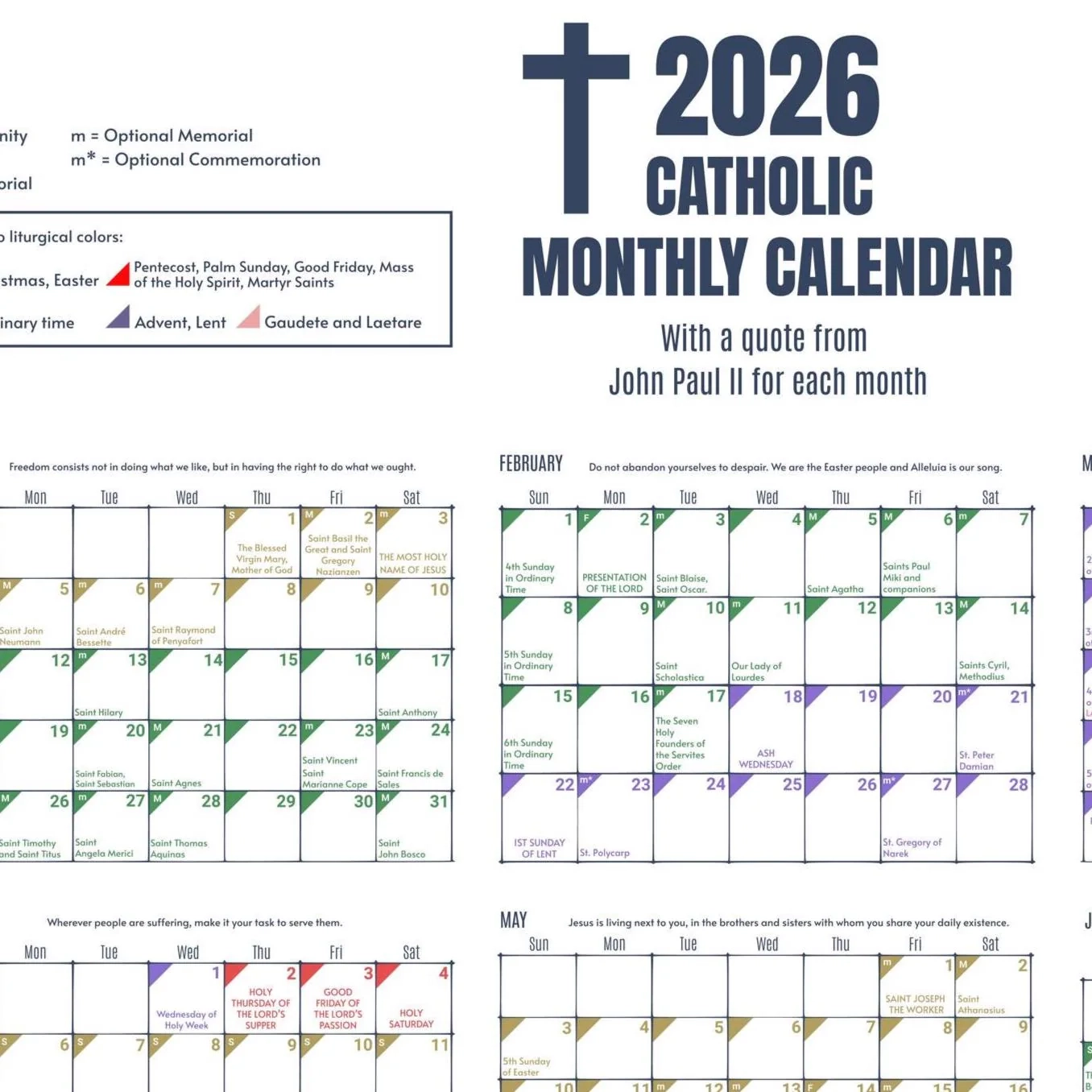 Liturgical Calendar 2026 Printable Pdf Free Download