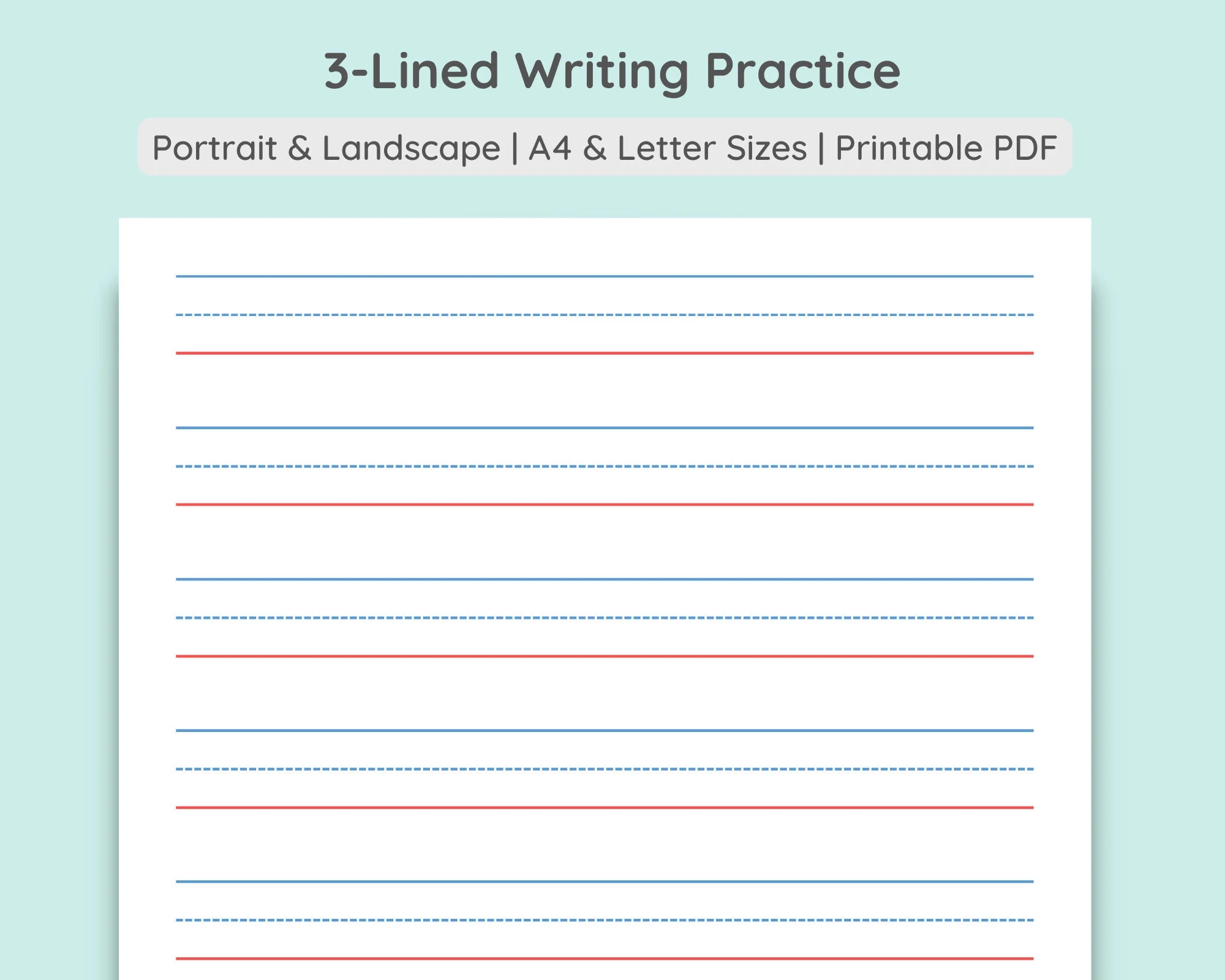 Buy 3 lined Writing Practice Paper Handwriting Penmanship 