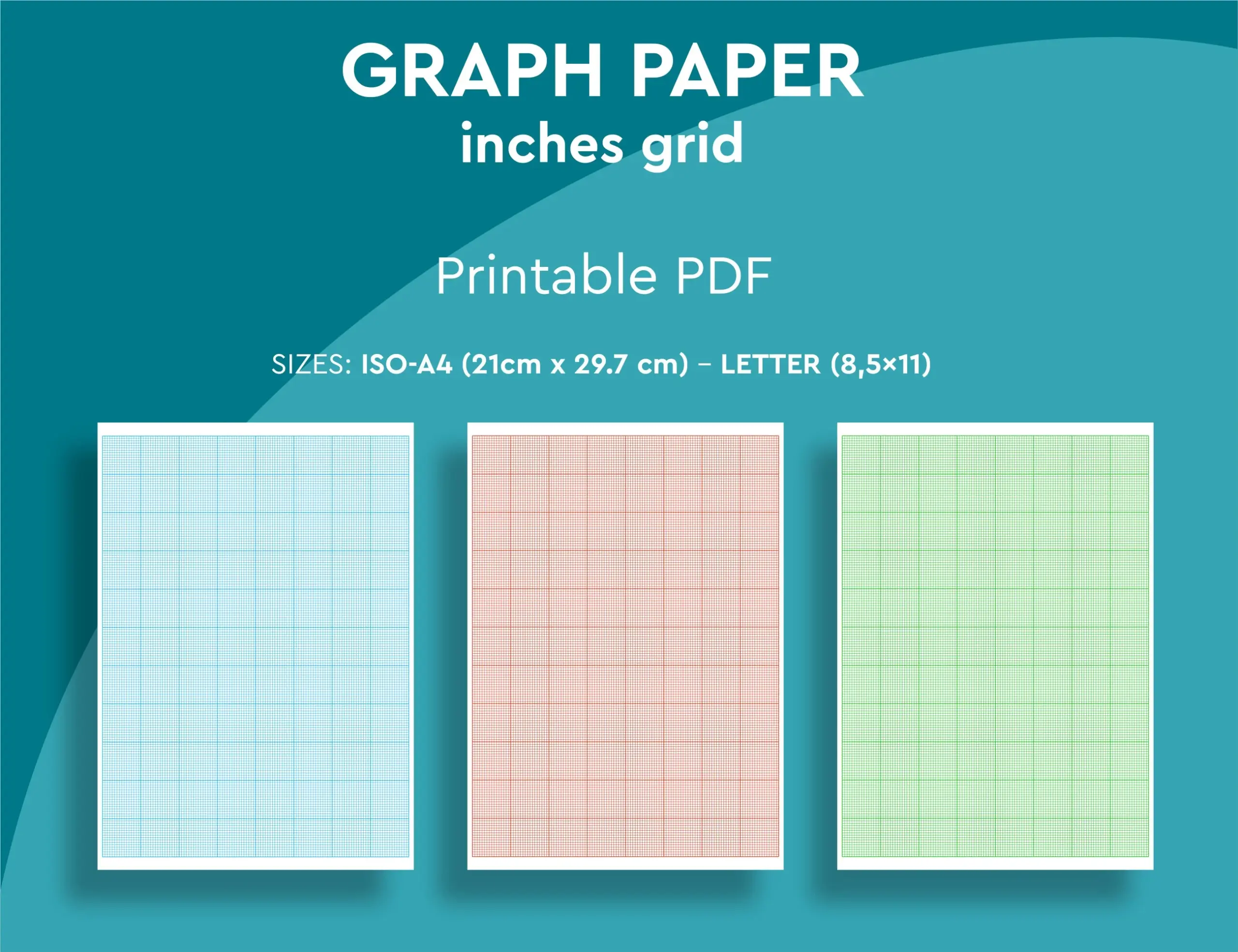 Buy Printable 1 x 1 Grid GRAPH PAPER Inches Grid 3 Different 