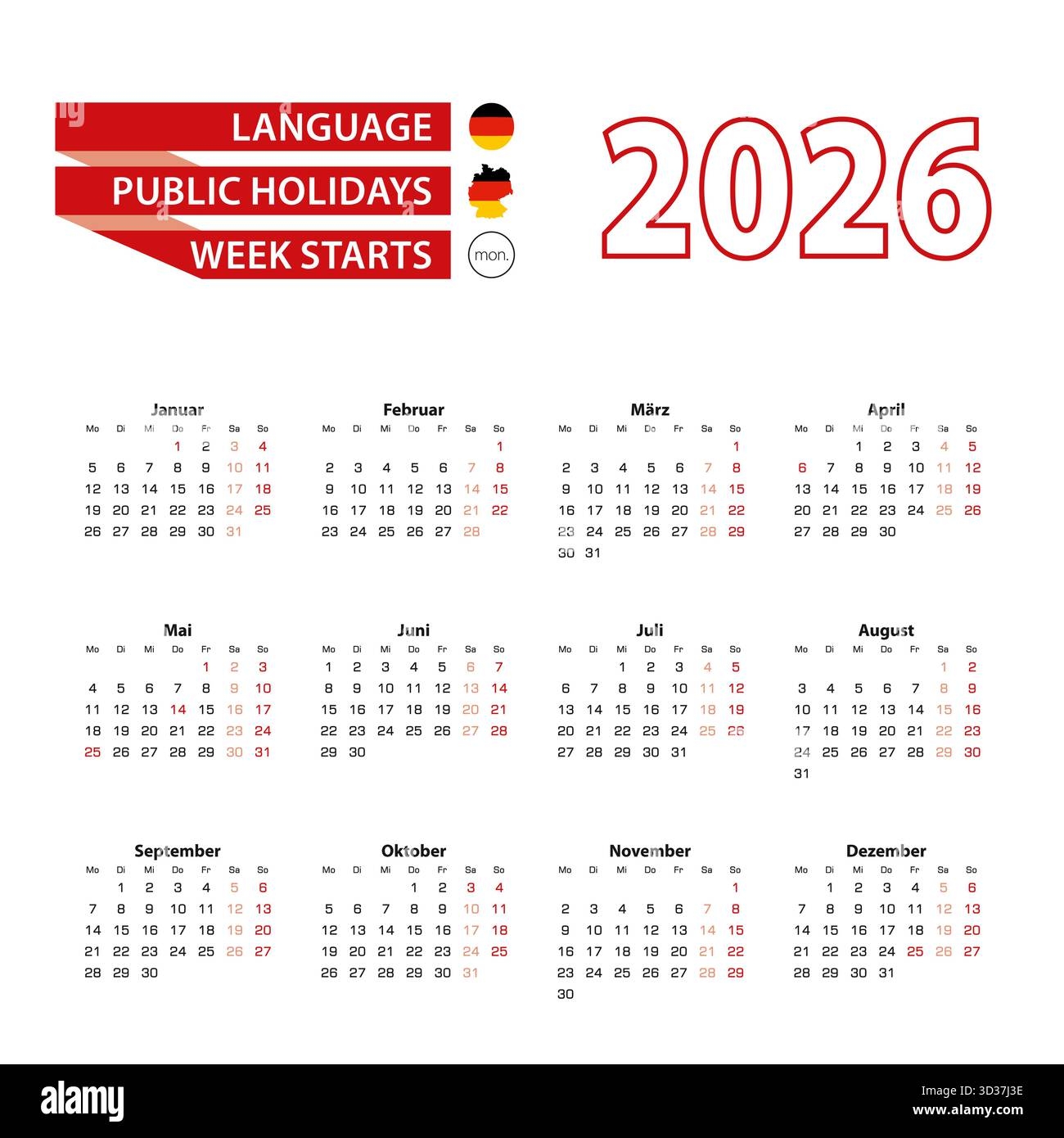 Calendar 2026 In Germany Language With Public Holidays The Country 
