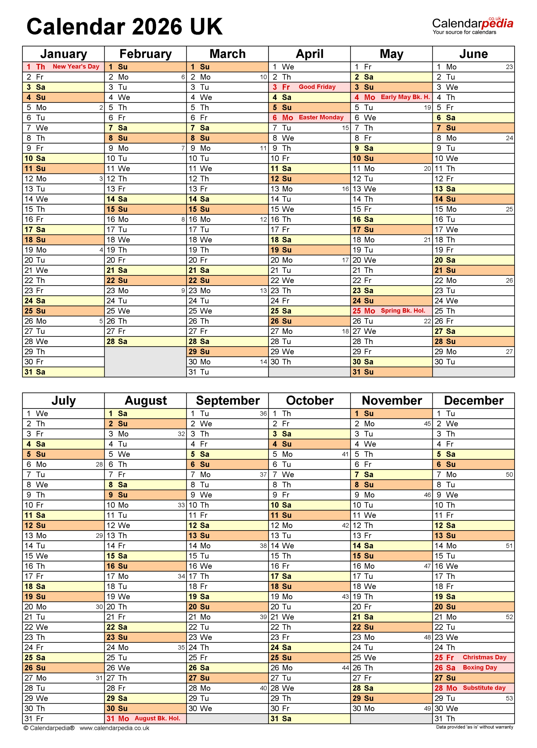 Printable 6 Month Calendar 2026