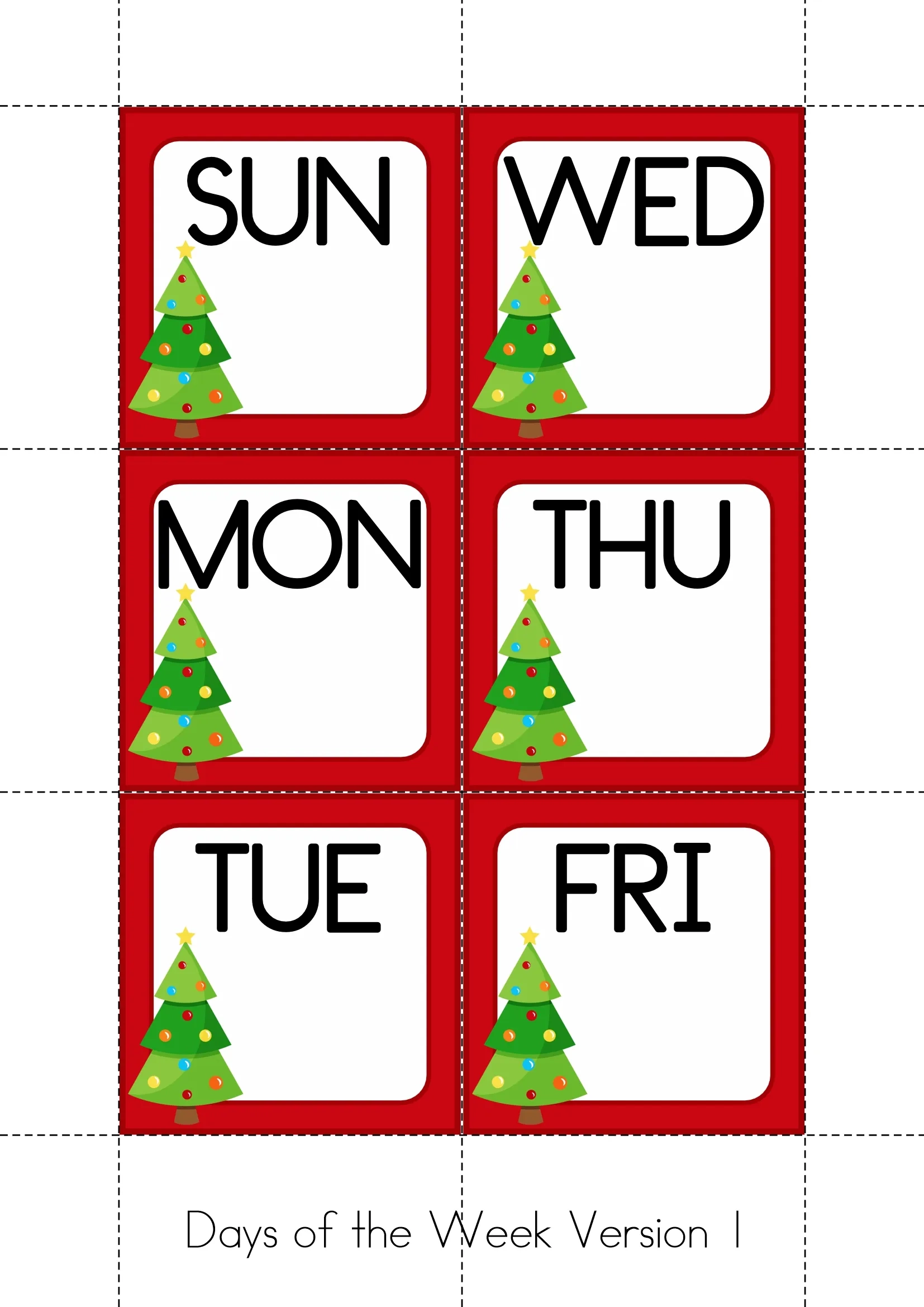 Calendar Cards For December