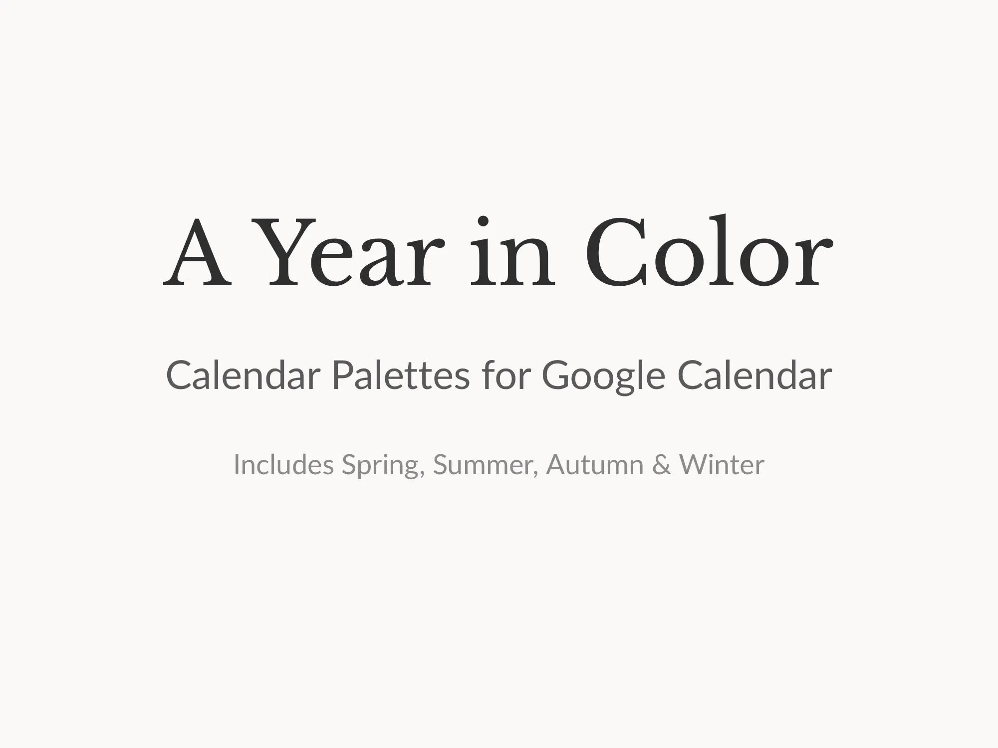Calendar Color Palette Etsy Canada