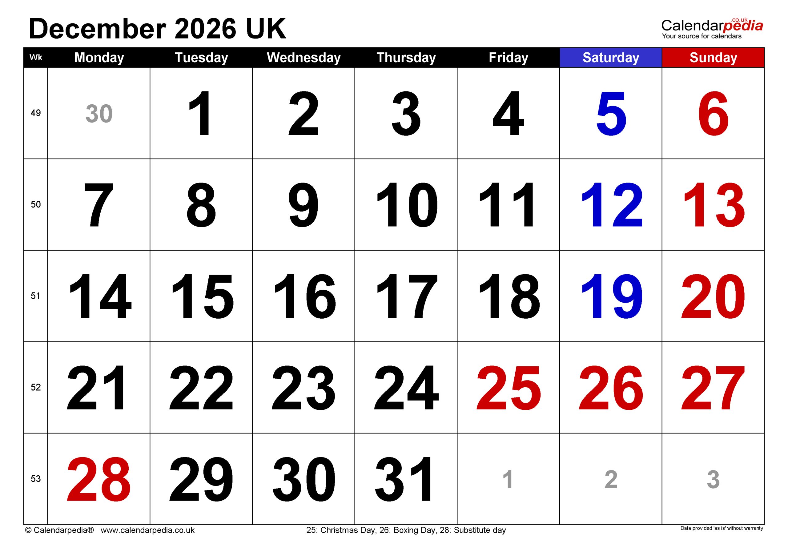 Printable December And 2026 Calendar