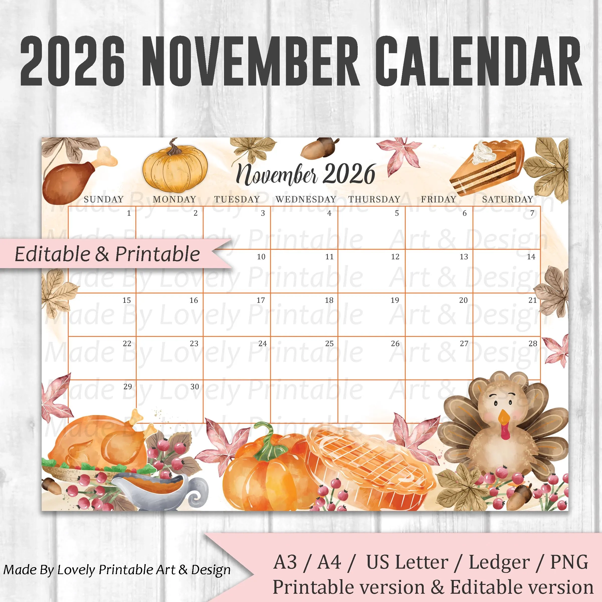 Calendar November Etsy de
