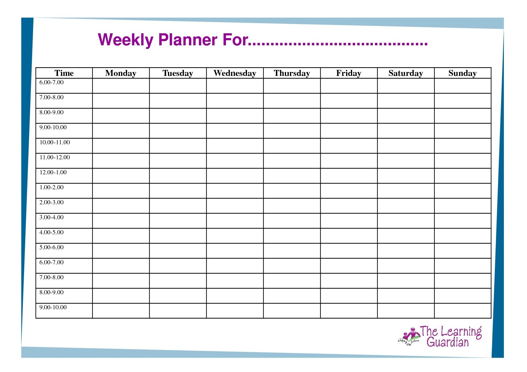 Printable Blank Weekly Calendar Pdf