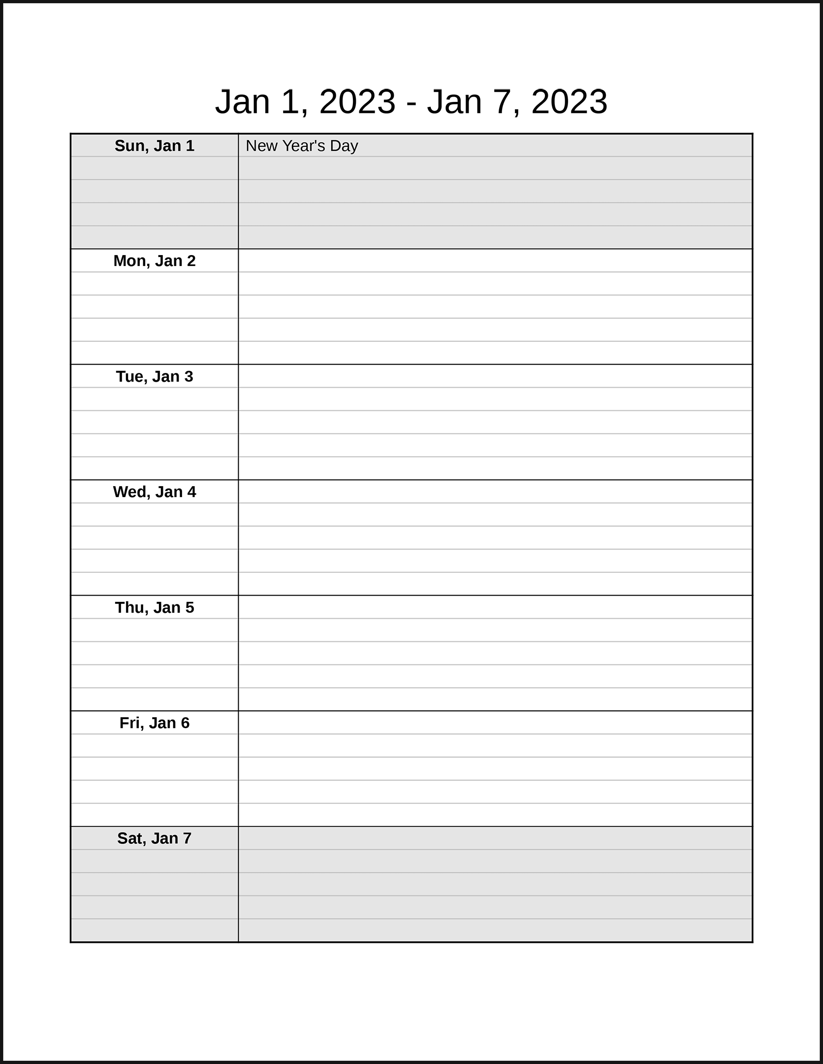 Blank Calendar Printable With Notes