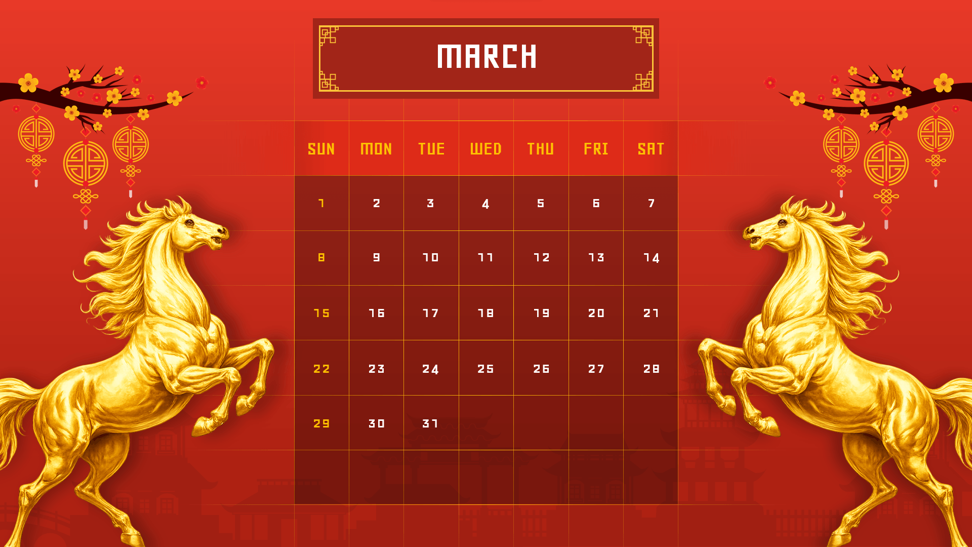 Chinese New Year 2026 Calendar Year Of The Fire Horse Template 