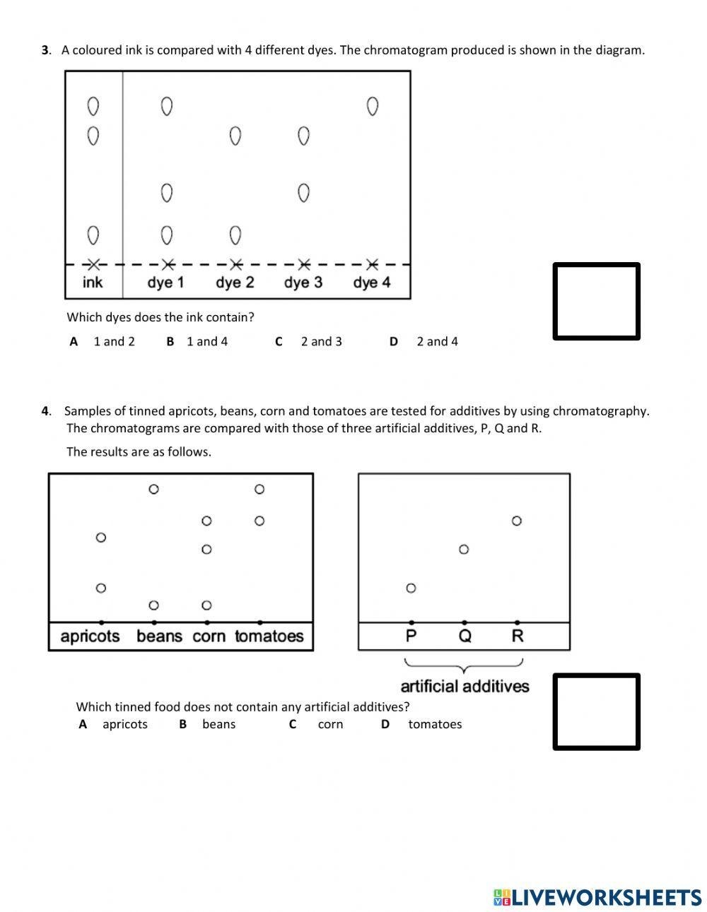 Chromatography Free Interactive Worksheets 1052159