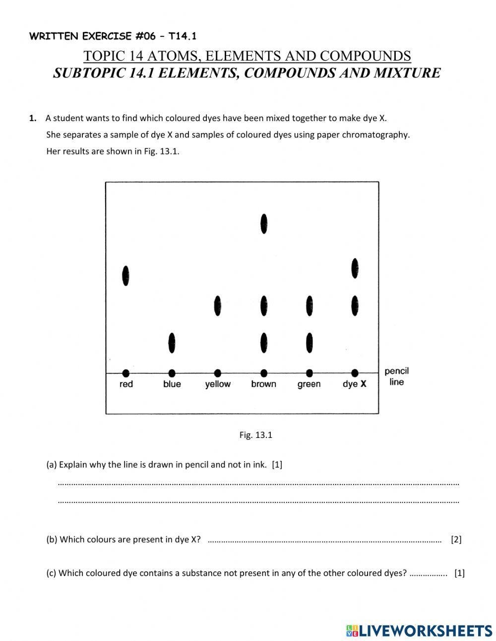 Chromatography Free Interactive Worksheets 1052214