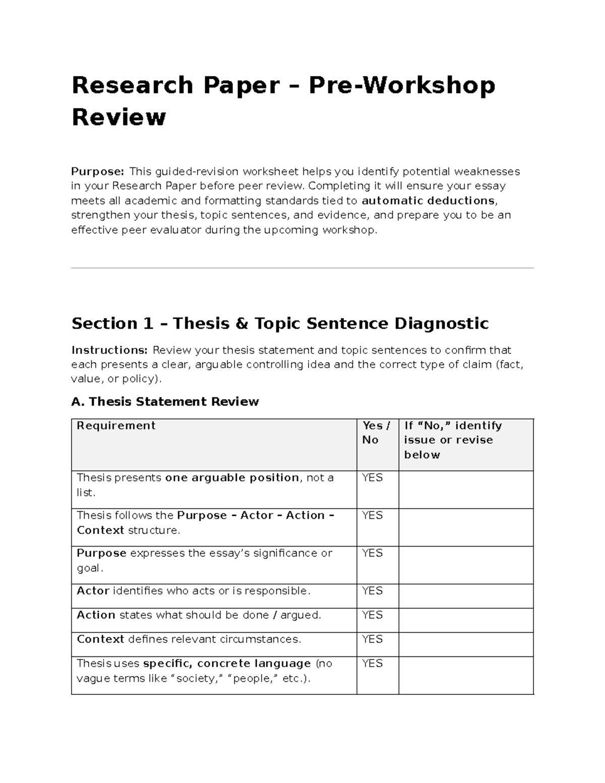 Class Activity 1 Research Paper Pre Review Worksheet Studocu
