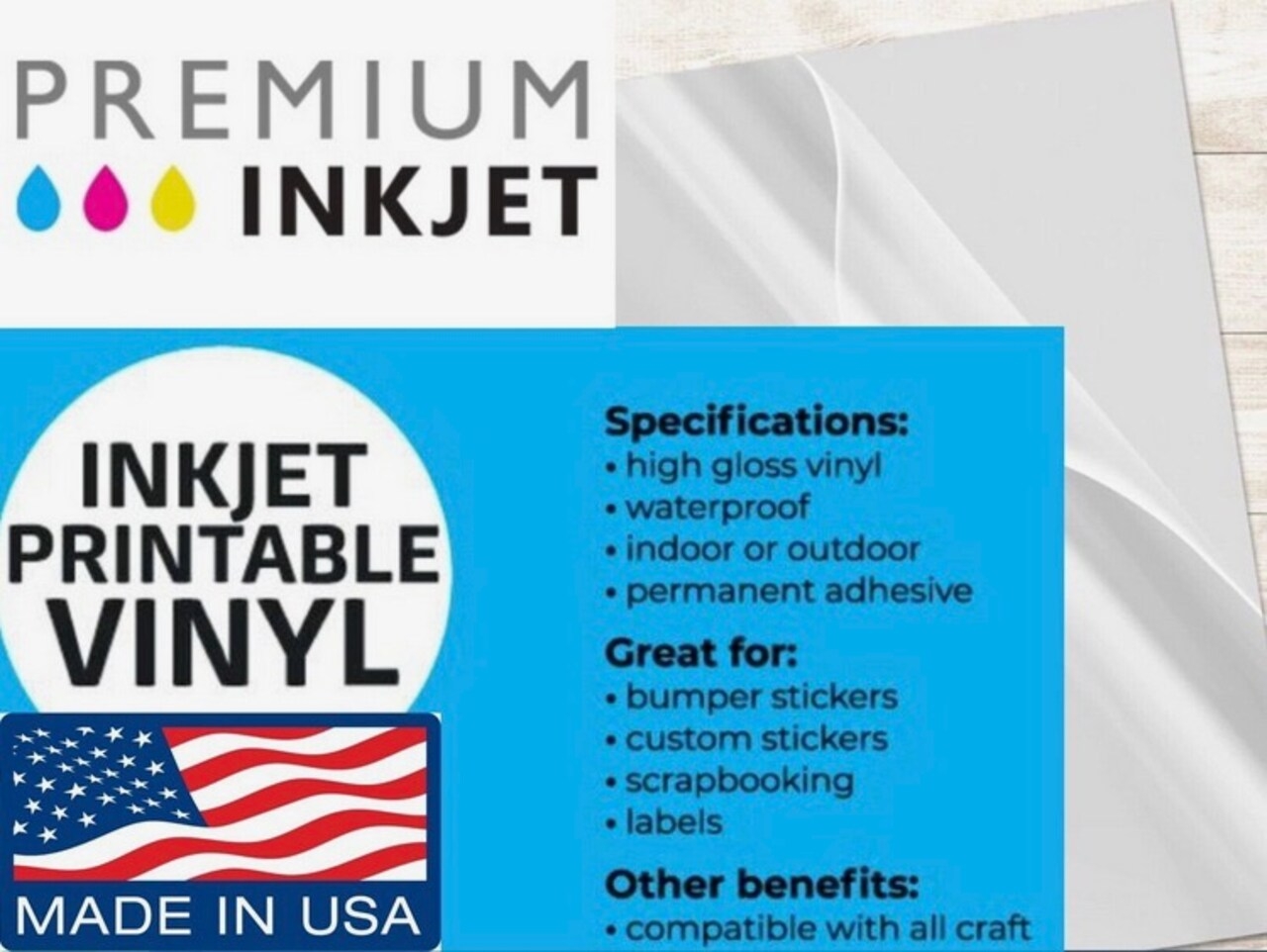Clear Printable Vinyl For Inkjet Printer Clear Sticker Paper 