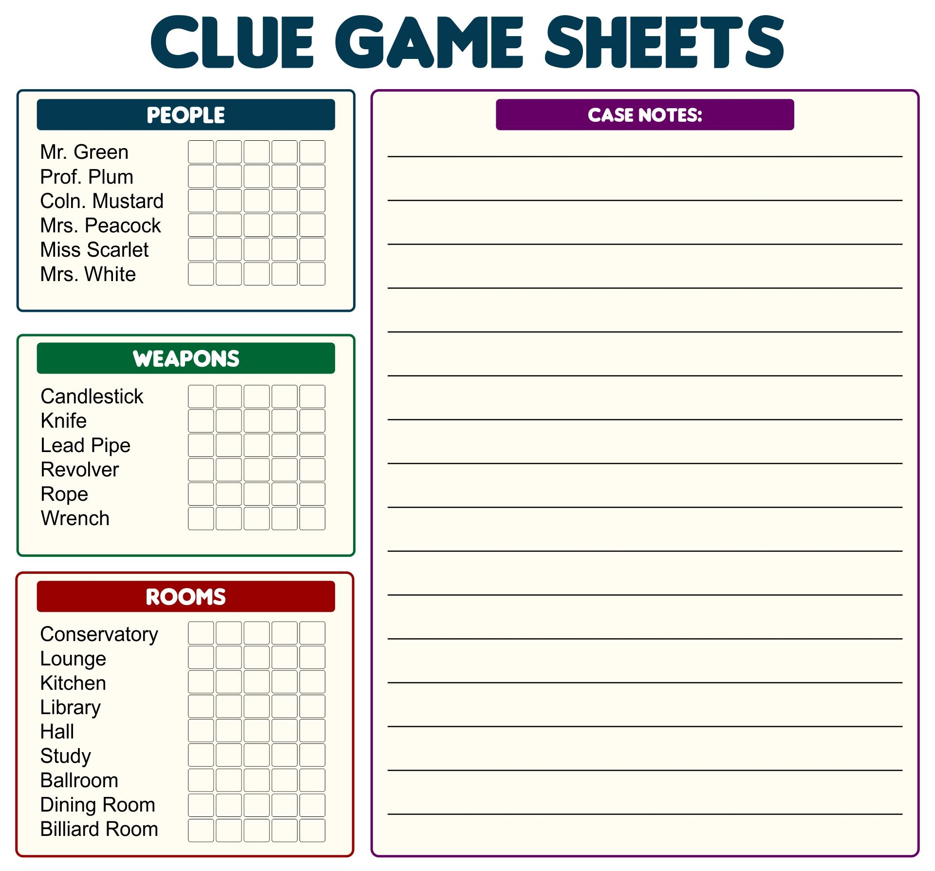 Clue Paper Printable