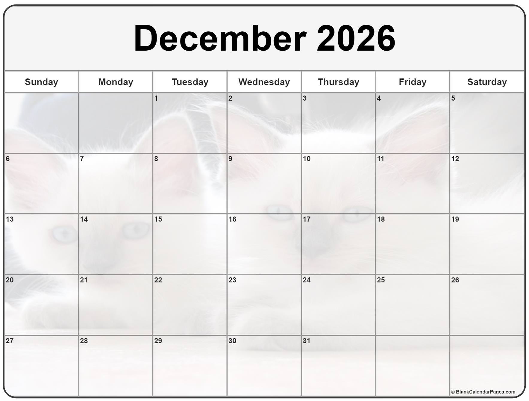 Collection Of December 2026 Photo Calendars With Image Filters 