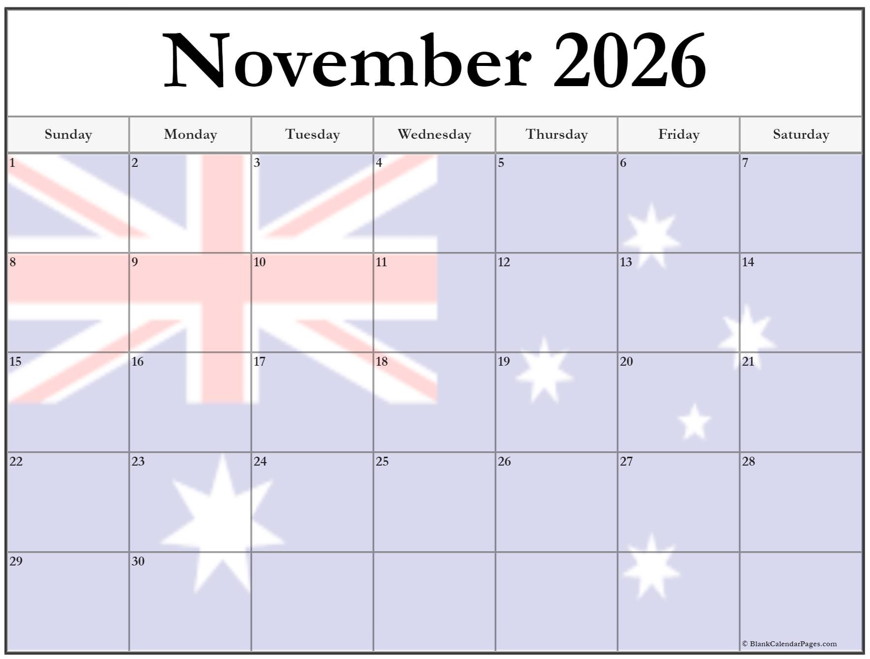Collection Of November 2026 Photo Calendars With Image Filters 