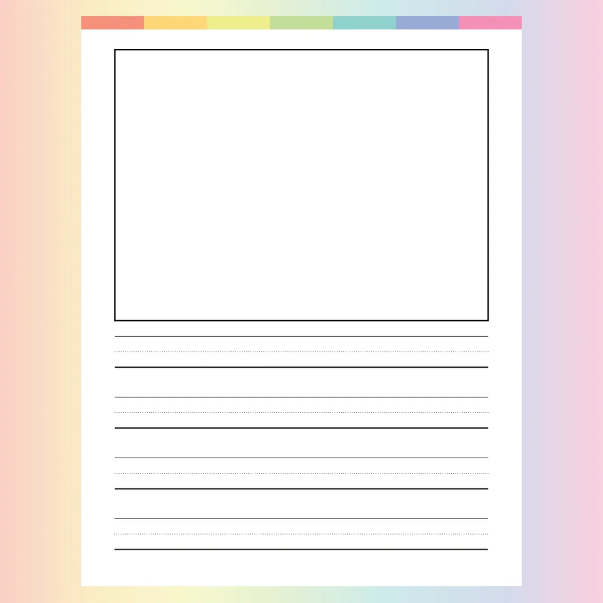 Colorful Draw And Write Paper Instant Download PDF A4 And US Letter