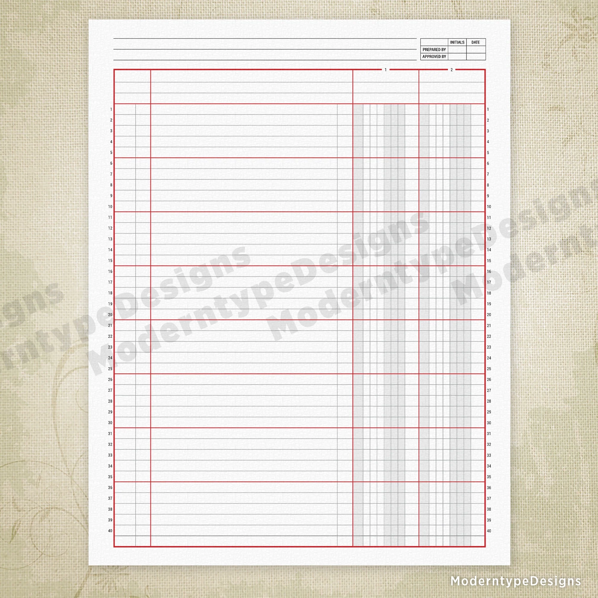 Columnar Worksheet Printable 2 Columns