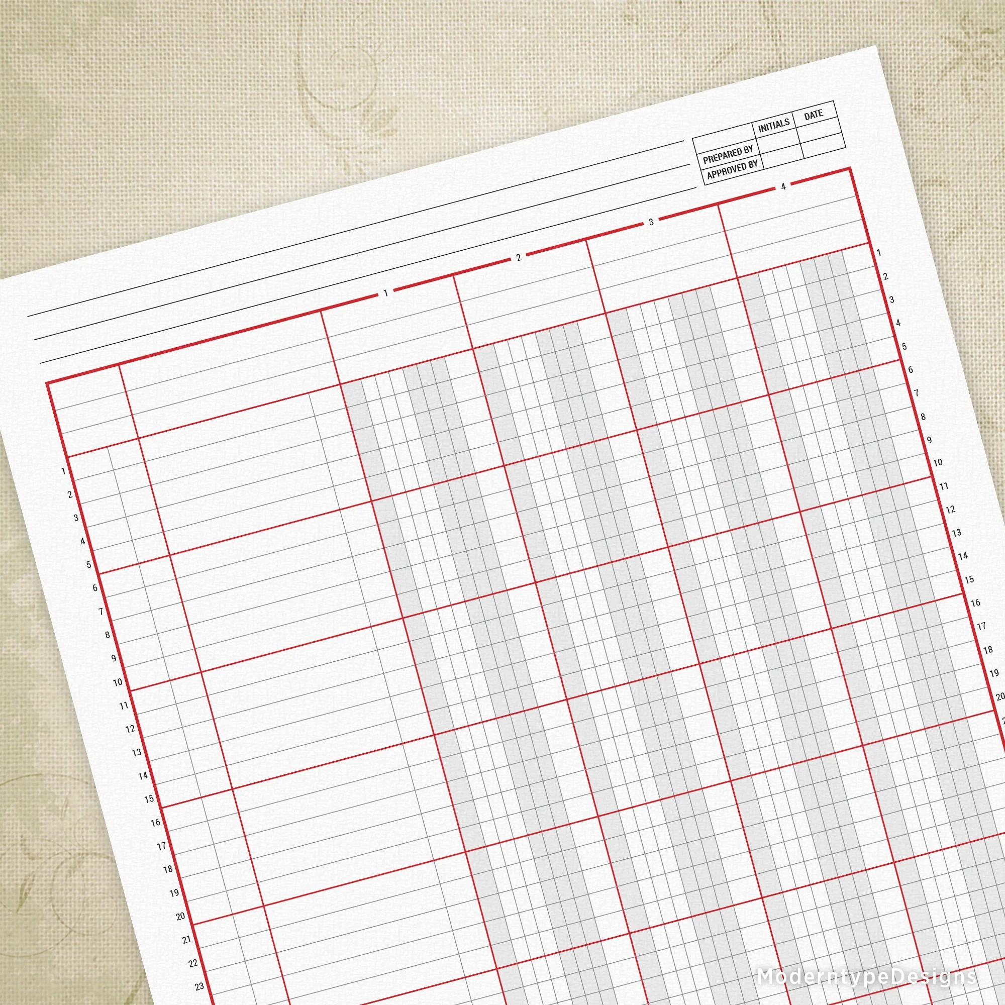 Printable Columnar Paper