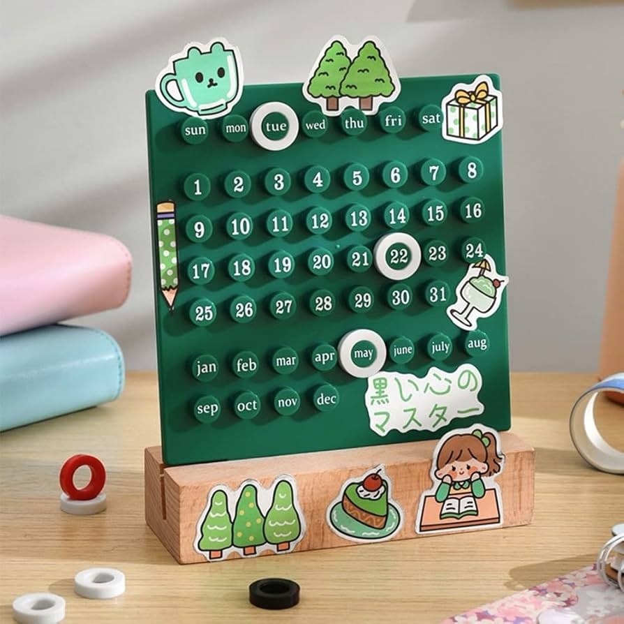 Comihome Wooden Desk Calendar Perpetual Planner Calendar With 