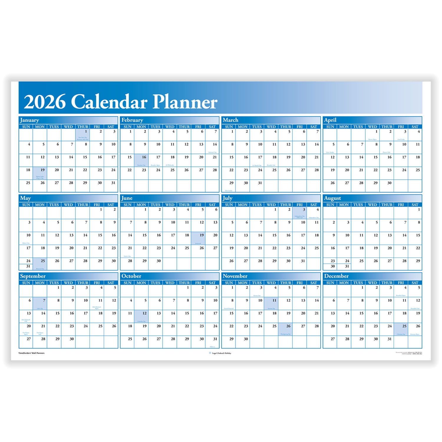 ComplyRightDealer 2026 Full Calendar Planner 2 Sided 36 X 24 