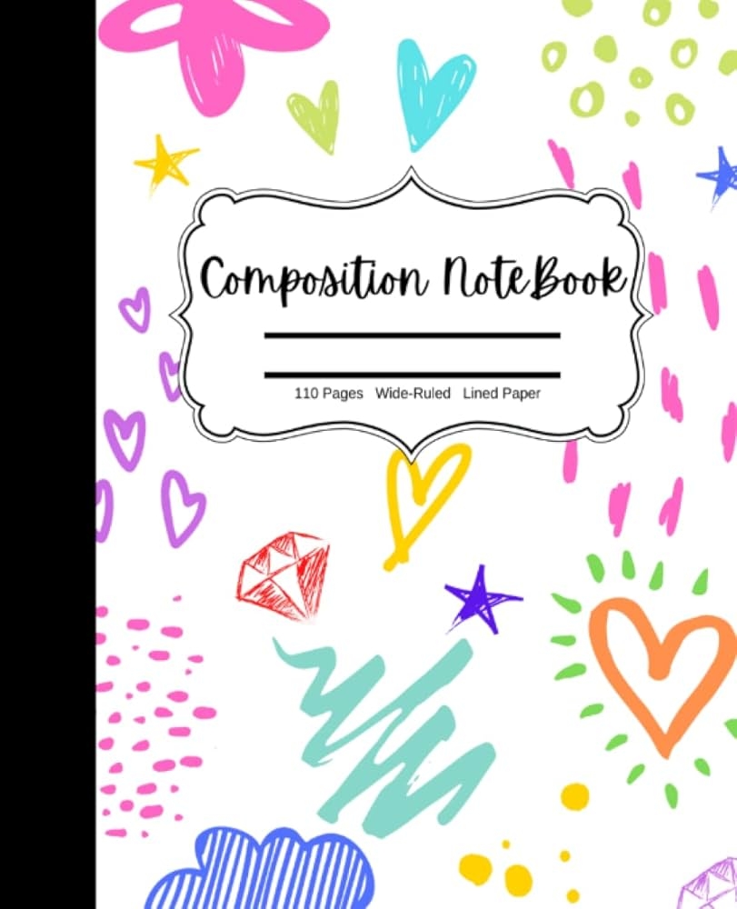 Composition Notebook Cute Colorful Doodles Wide Ruled 