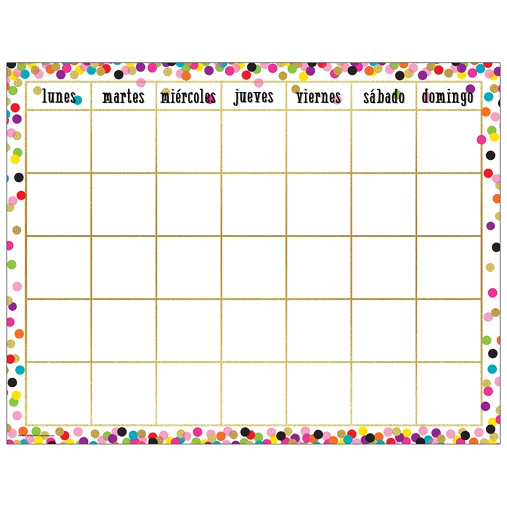 Confetti Spanish Calendar Chart TCR7949 Teacher Created 