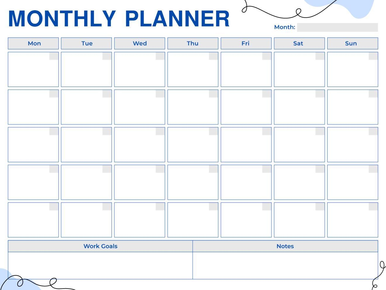 Create Your Own Monthly Plan
