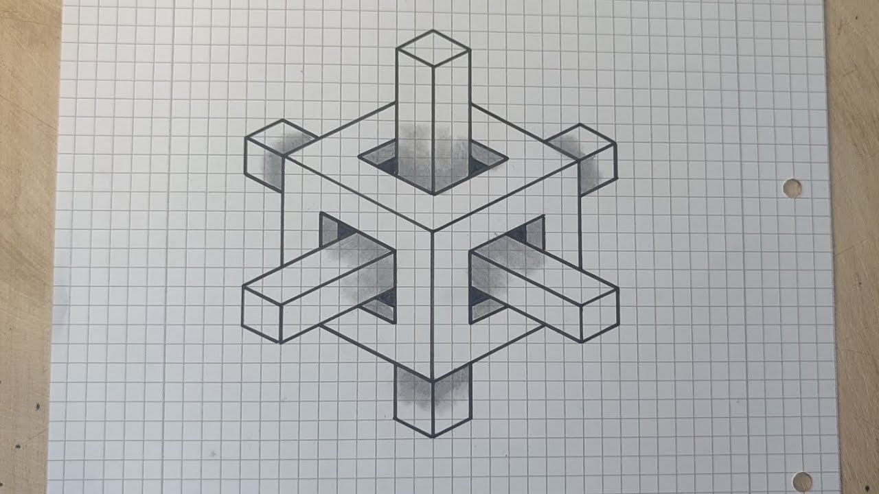 Creative 3D Drawing On Graph Paper Amazing Geometric Design