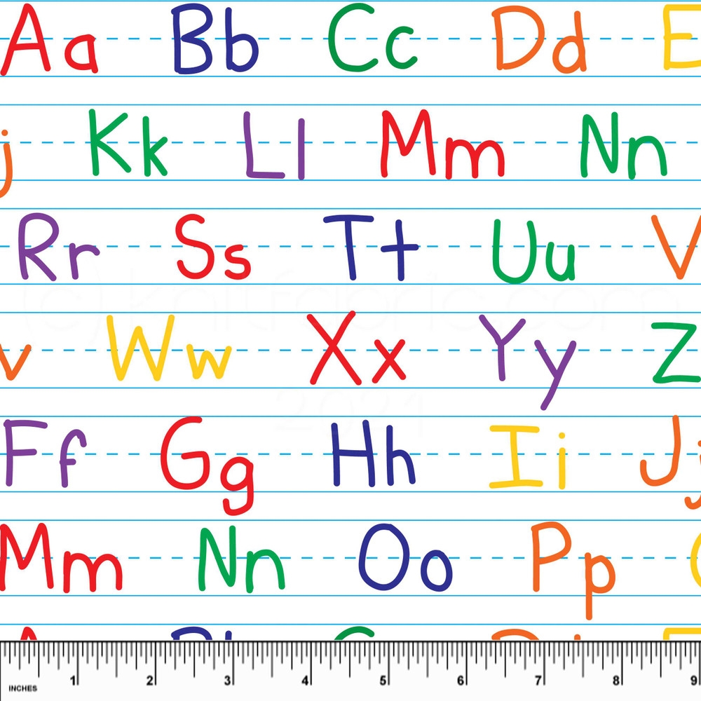 Custom Alphabet Notebook Paper Cotton Lycra Knit KnitFabric 