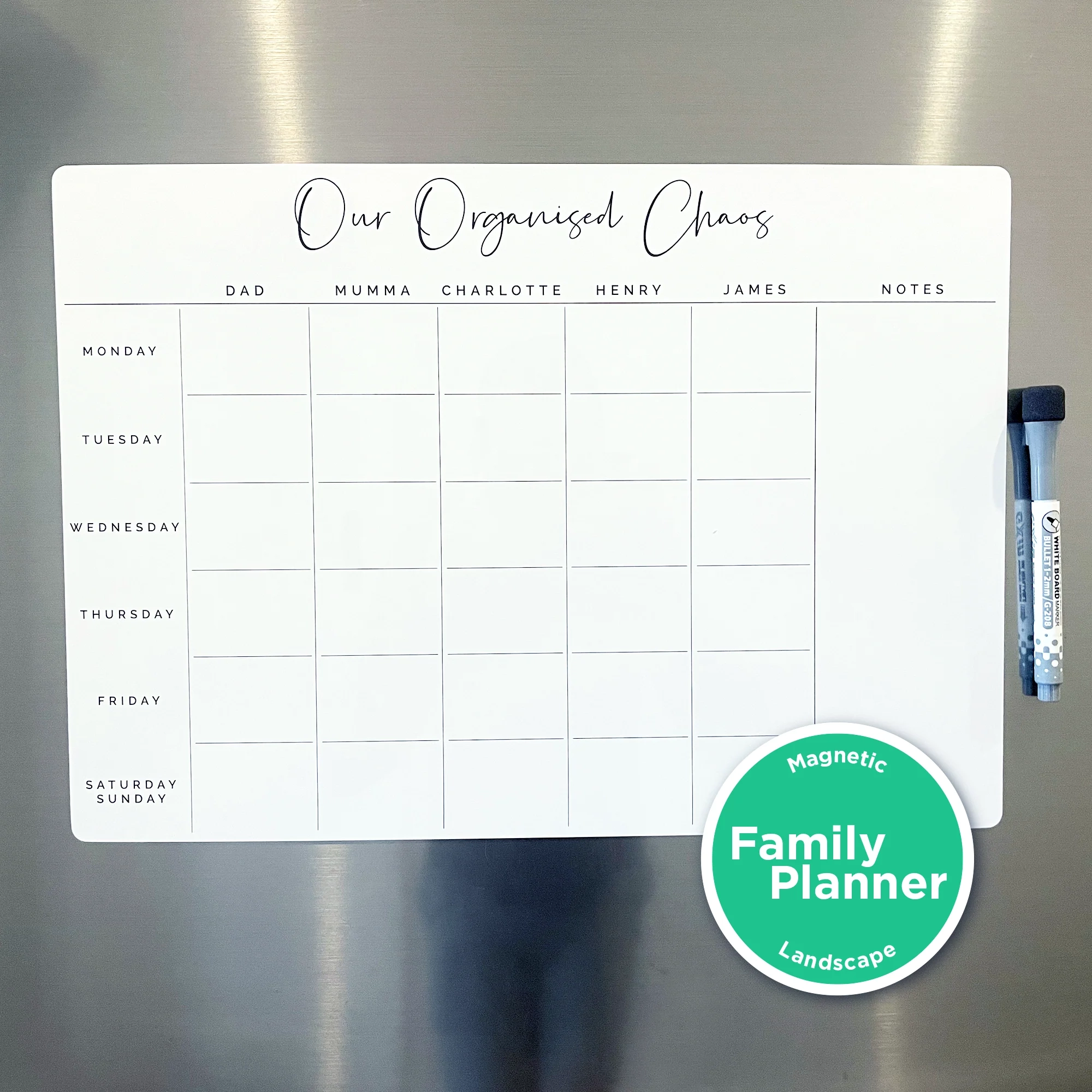 Custom Family Fridge Planner Weekly Magnetic Whiteboard Calendar