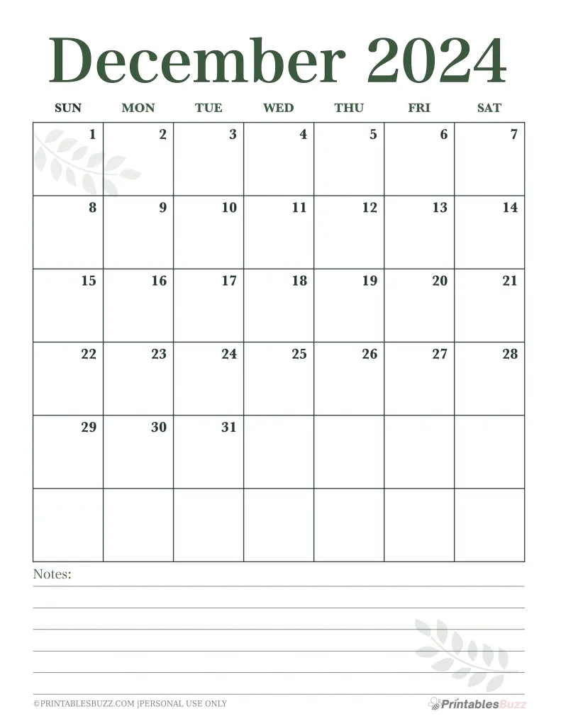 Cute amp Fun December 2024 Calendar Printables