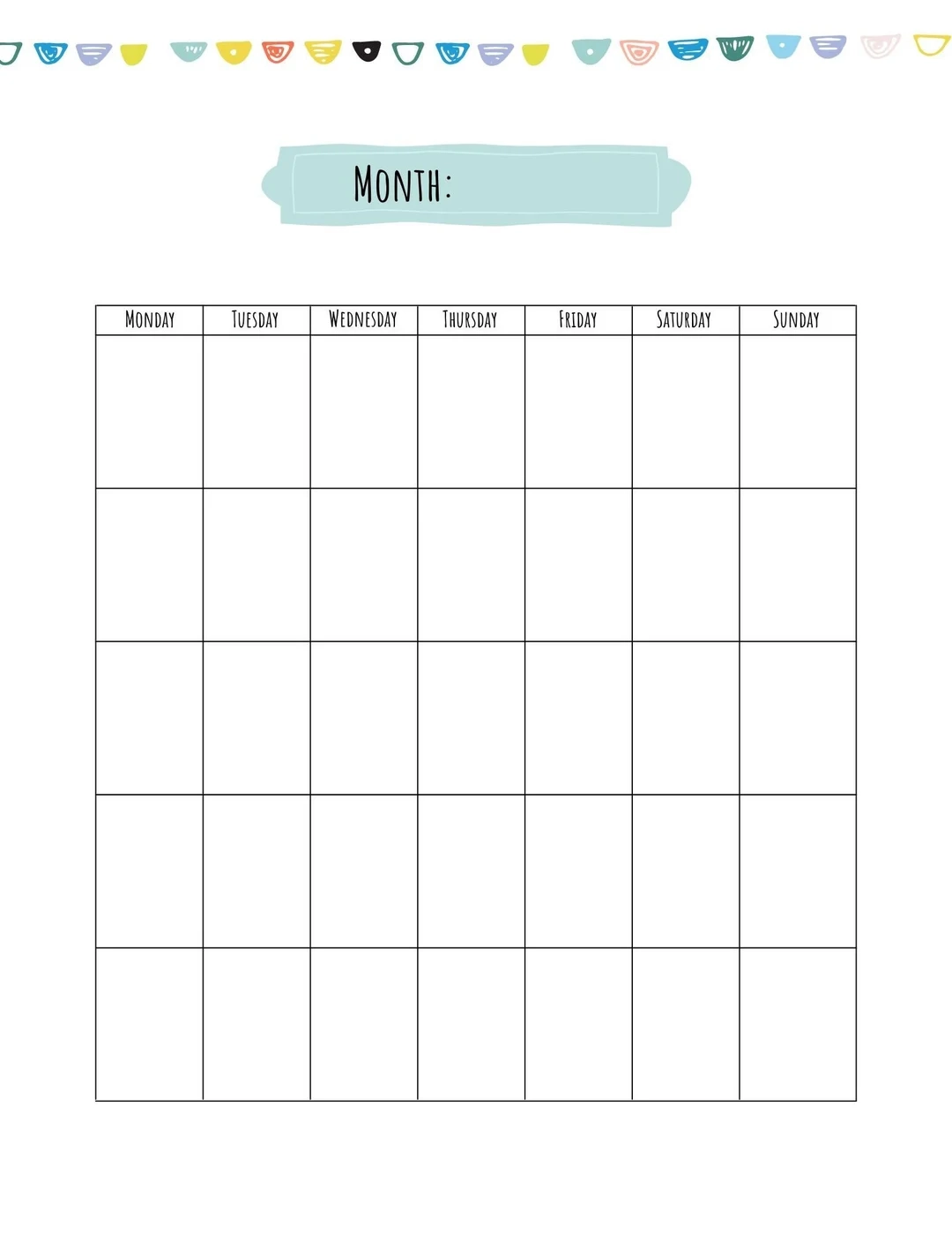 Calendars Blank Printable