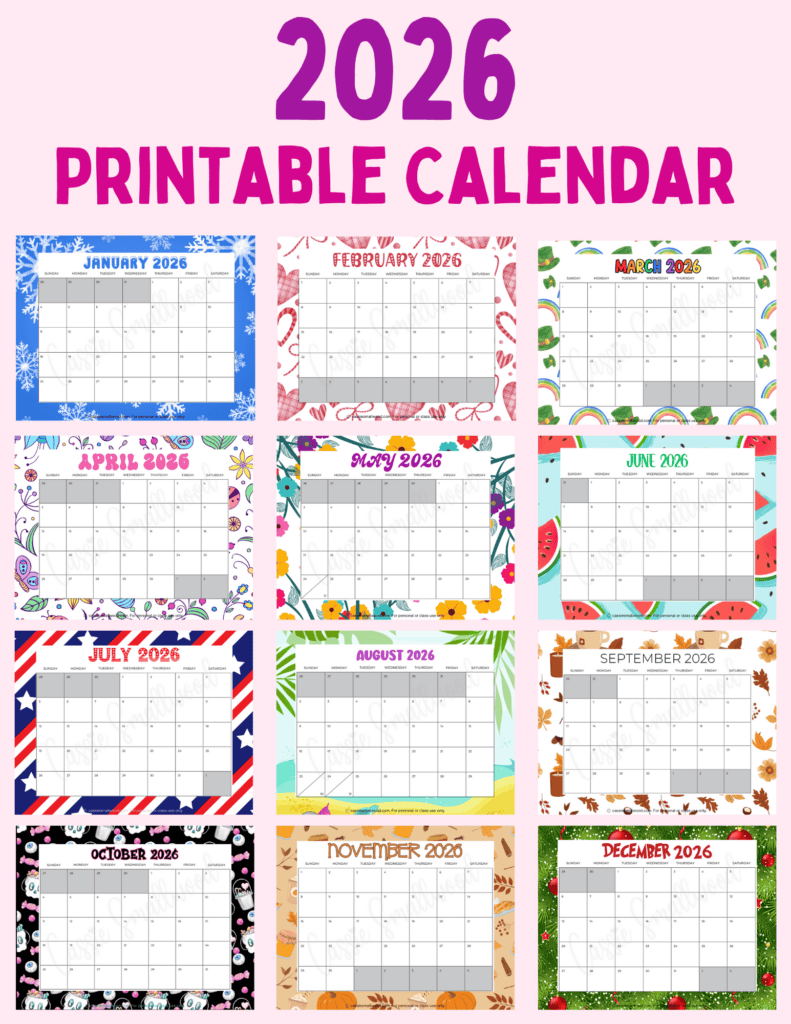 Blank 2026 Monthly Calendar Printable Free