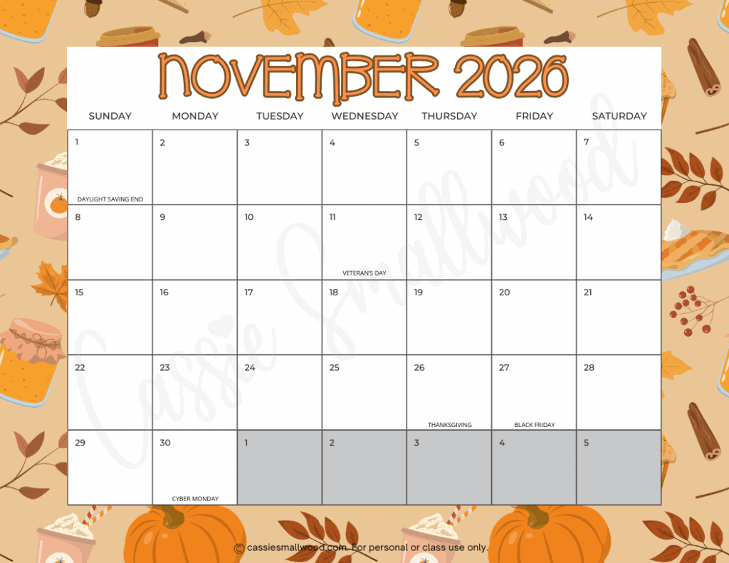Cute Free Printable 2026 Monthly Calendar Blank amp With Holidays 