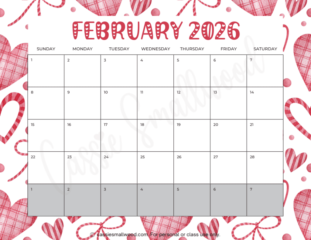 February 2026 Calendar Printable Free