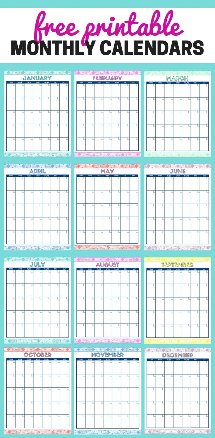 Cute Free Printable Monthly Calendars