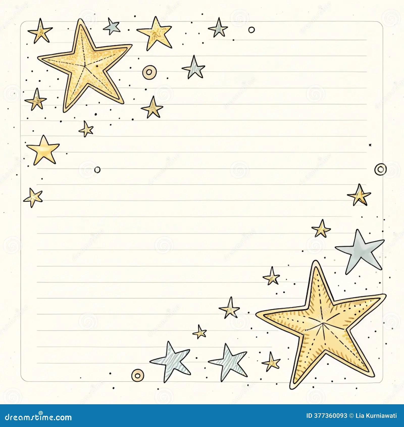 Cute Star Border On Lined Paper Stock Image Image Of Design 