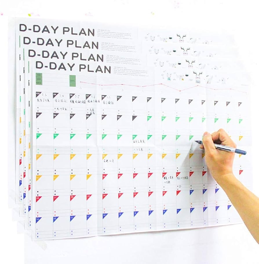 Daily Planner 100 Day Countdown Planner Wall Calendar Day Behavior 