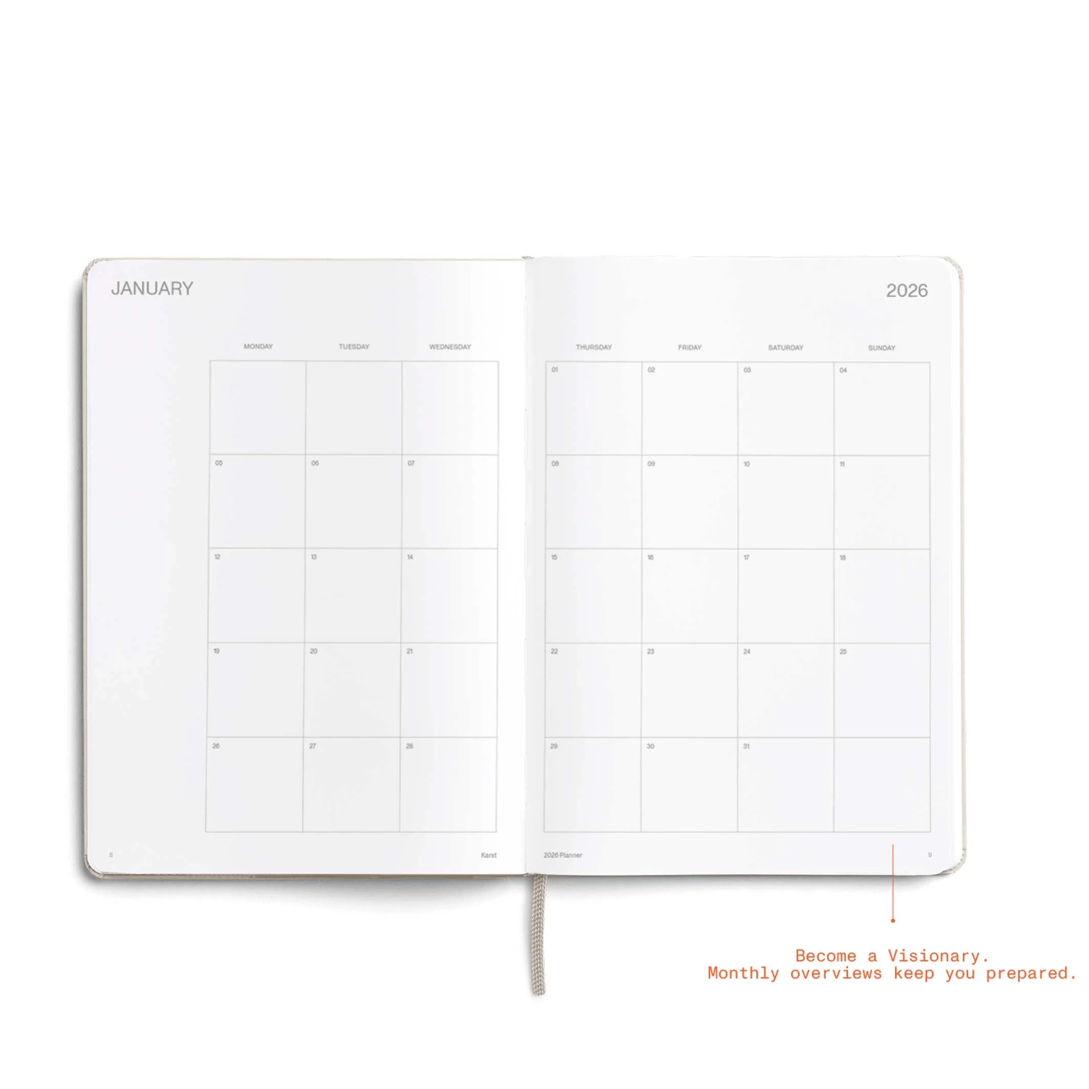 DAILY PLANNER 2026 LATTE Zweiteiliges Tagesplaner amp Kalender Set Hardcover A5 KarstGoods