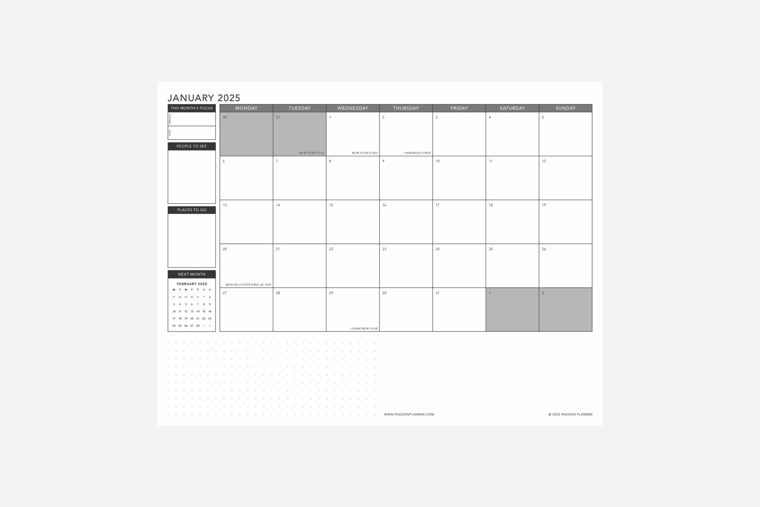 Dated Monthly Calendar Printable Free Printable Passion Planner