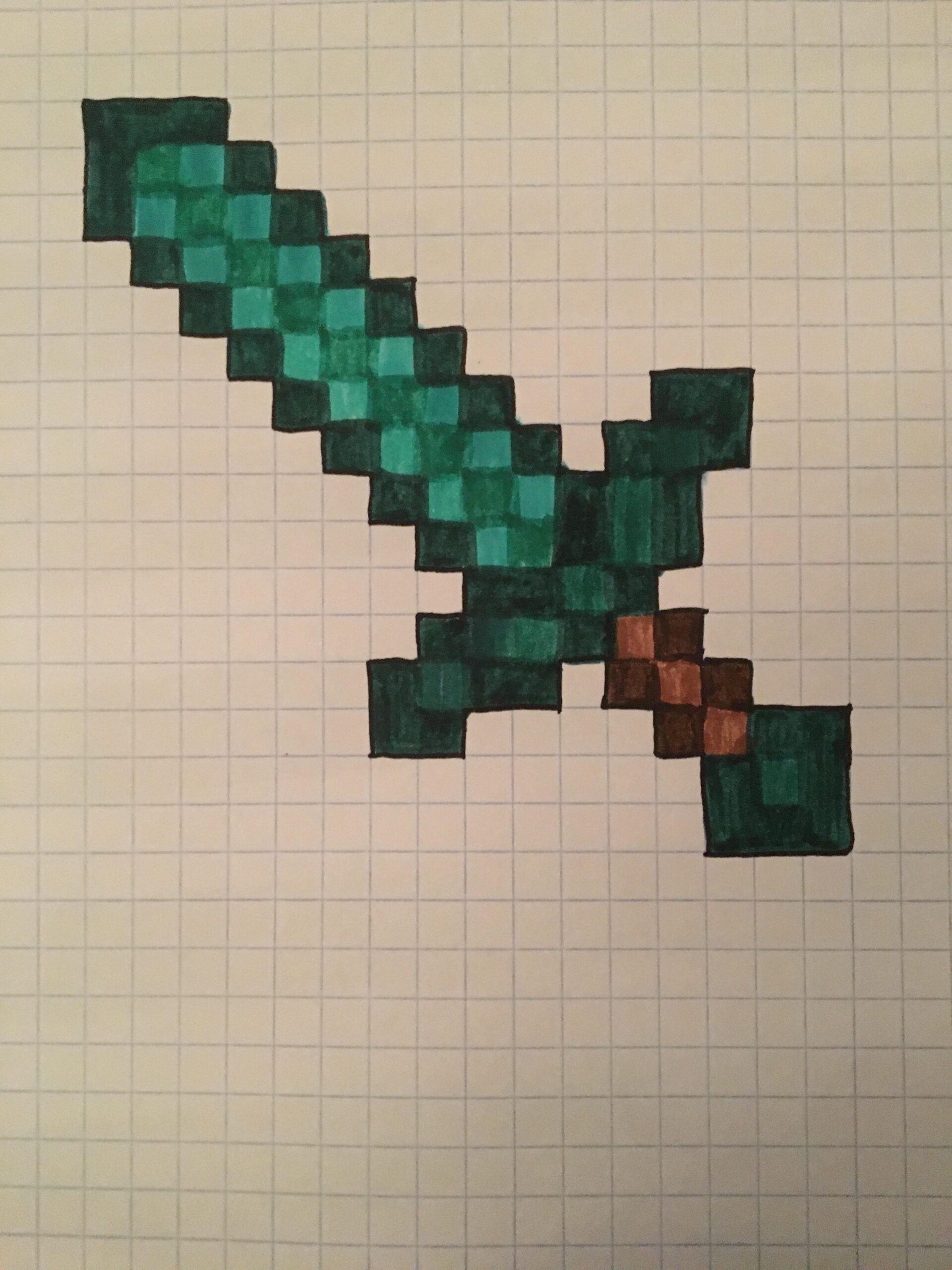 Day 1 Of Drawing Minecraft Items On Graph Paper Diamond Sword R 