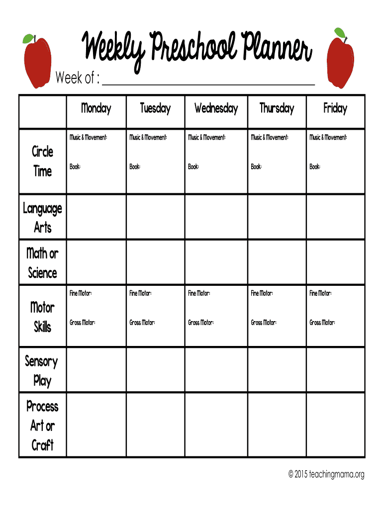 Free Printable Prek Blank Calendar