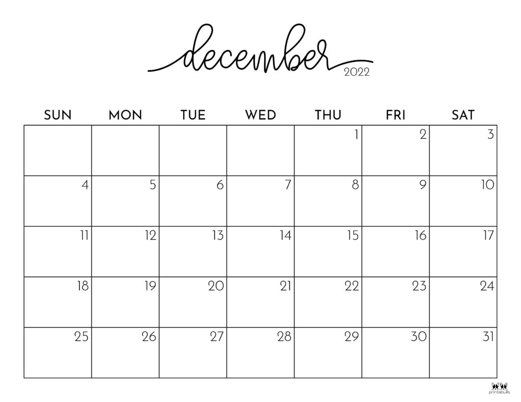 Printable December Calendar Template