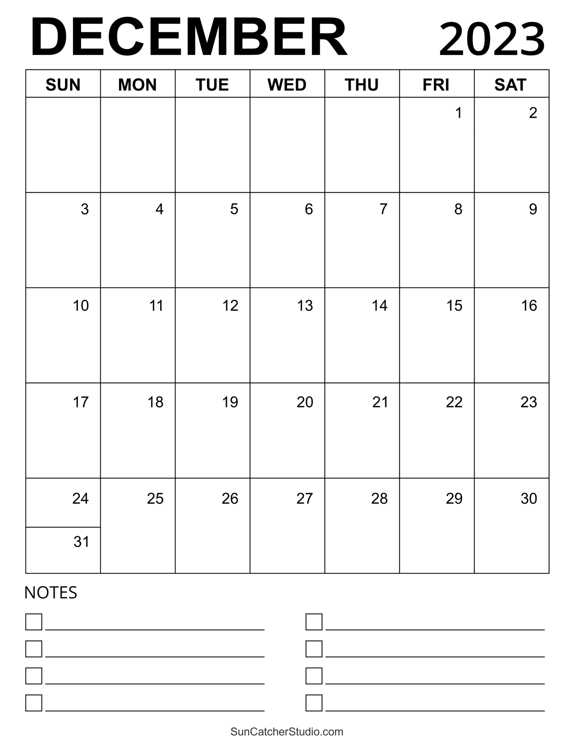 December Calendar Printables