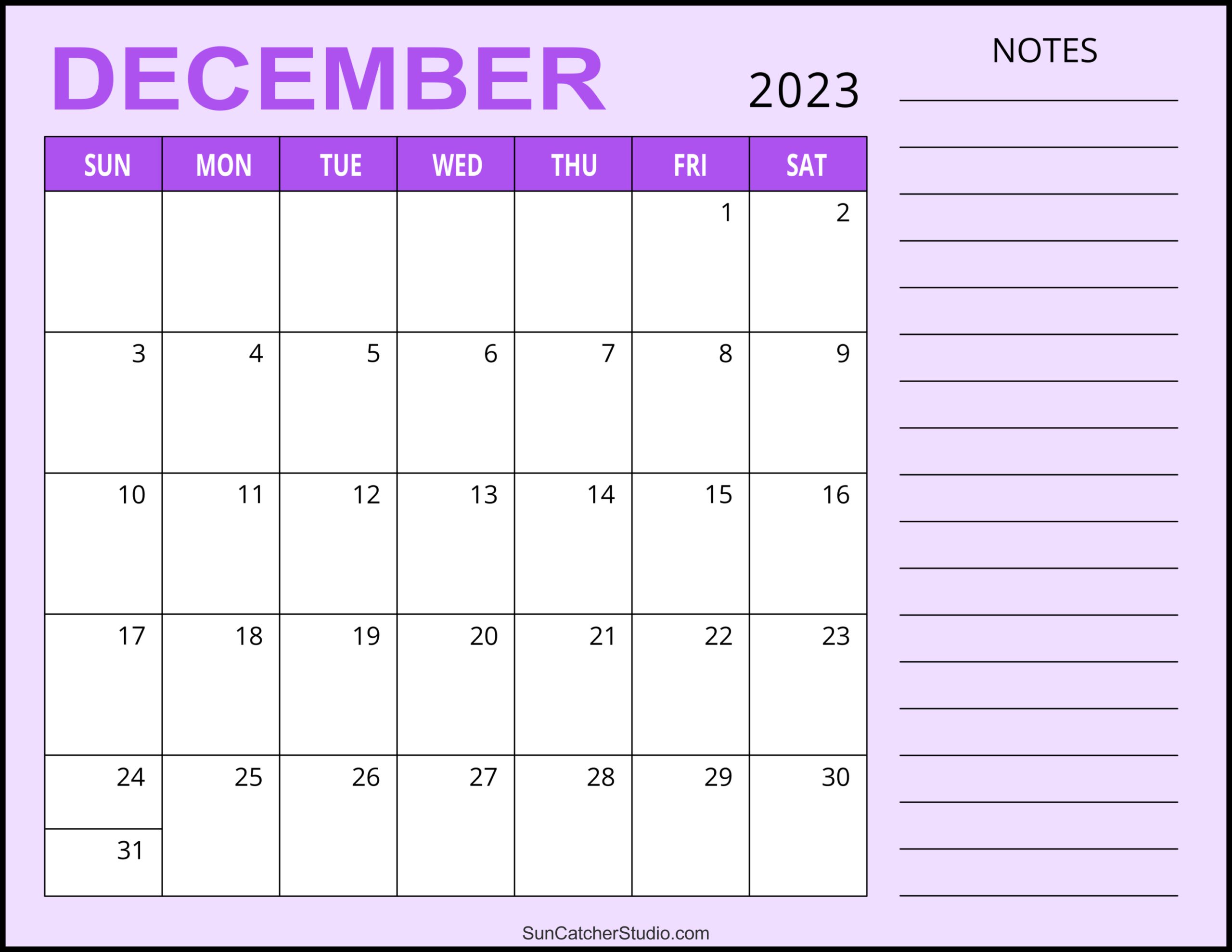 Printable December Calendar With Lines
