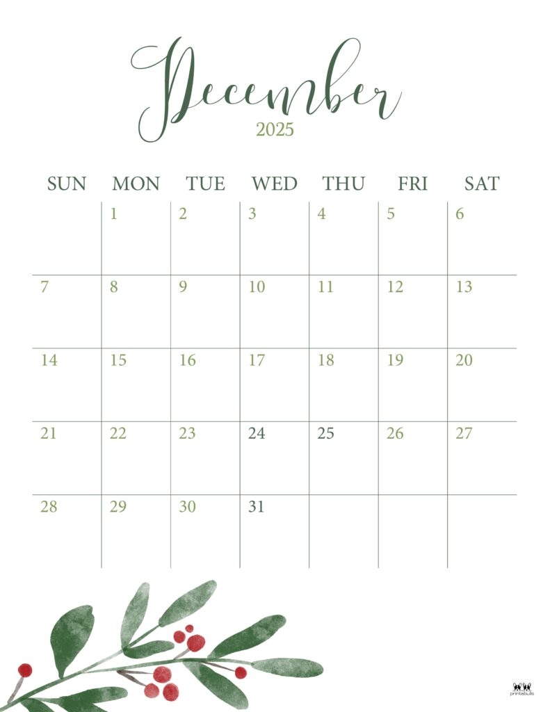 December 2025 Calendars 107 FREE Printables Printabulls
