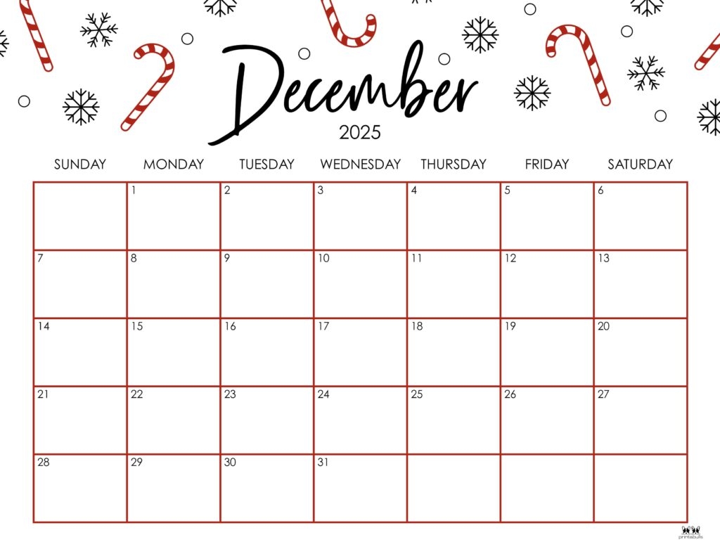 December Printable Calendar Kids Activities