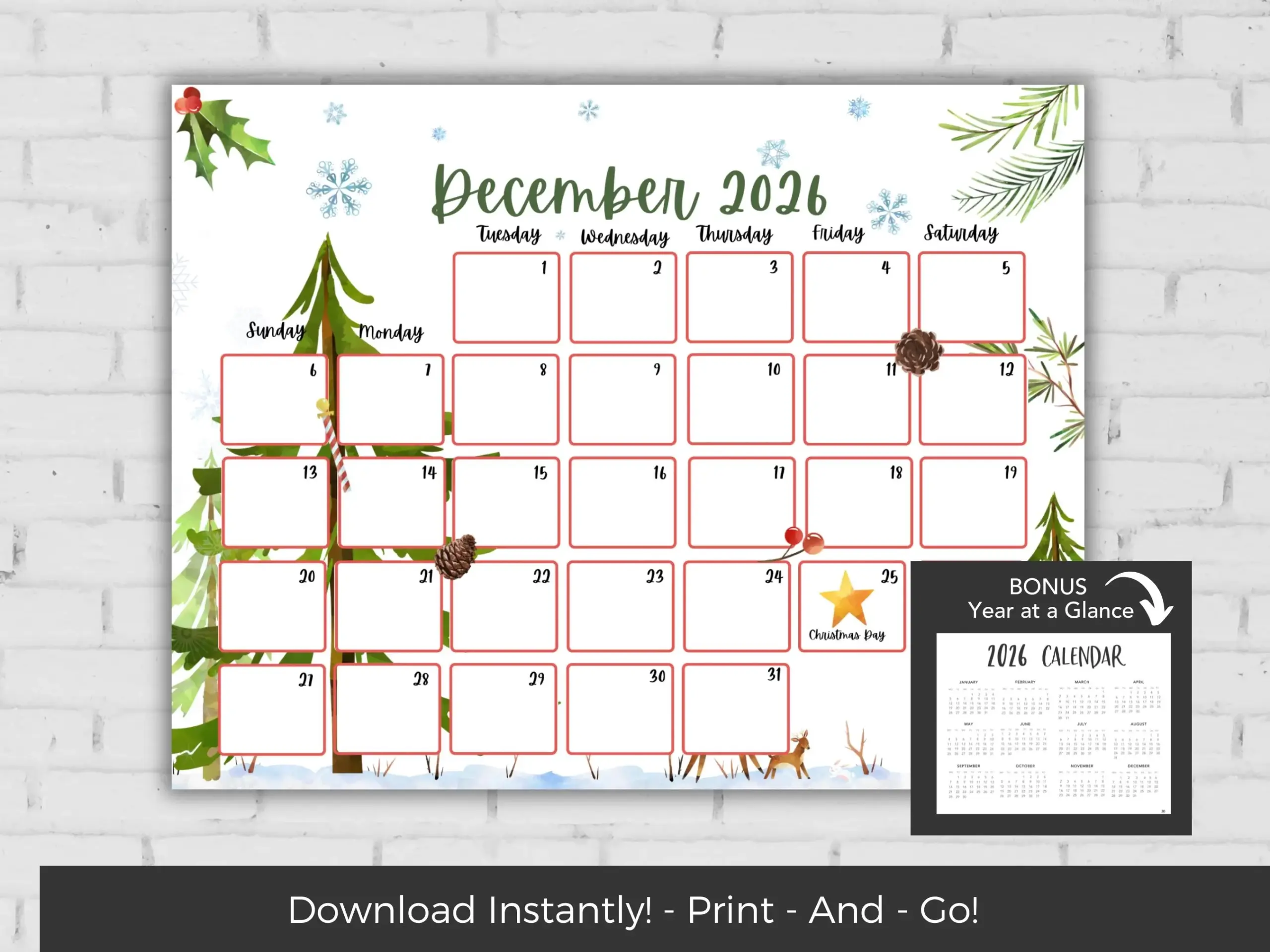 December 2026 Calendar Kids Calendar Printable Calendar 2026 
