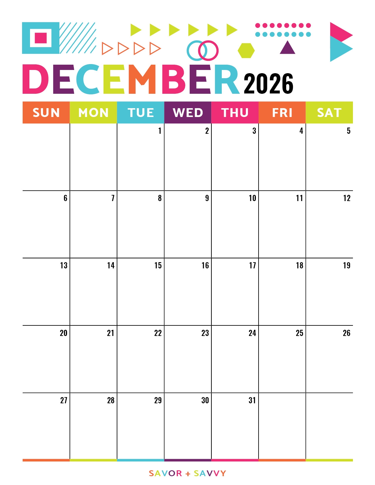 Printable Calendar December 2026 Win Calendar