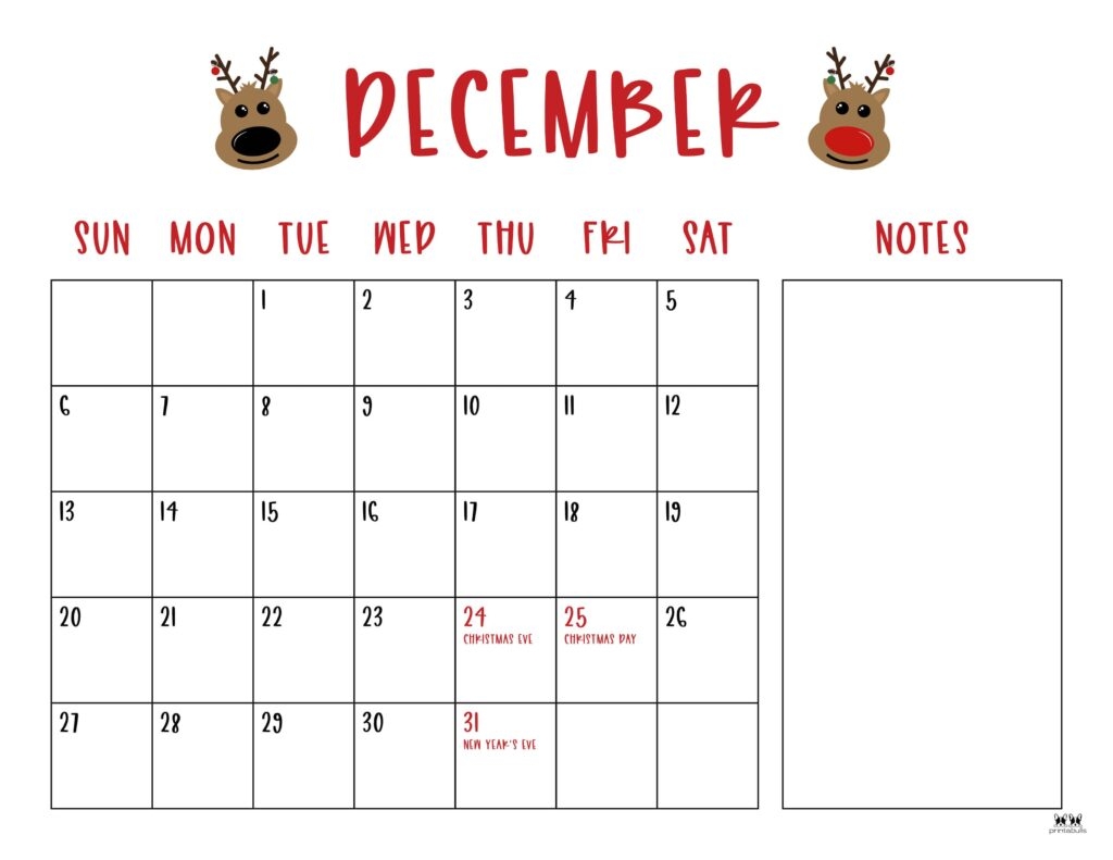 December 2026 Calendars 150 FREE Printables Printabulls